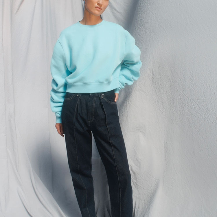 (WMNS) Levi's Solid Color Fleece Lined T-Shirt 'Blue' 17646-0003