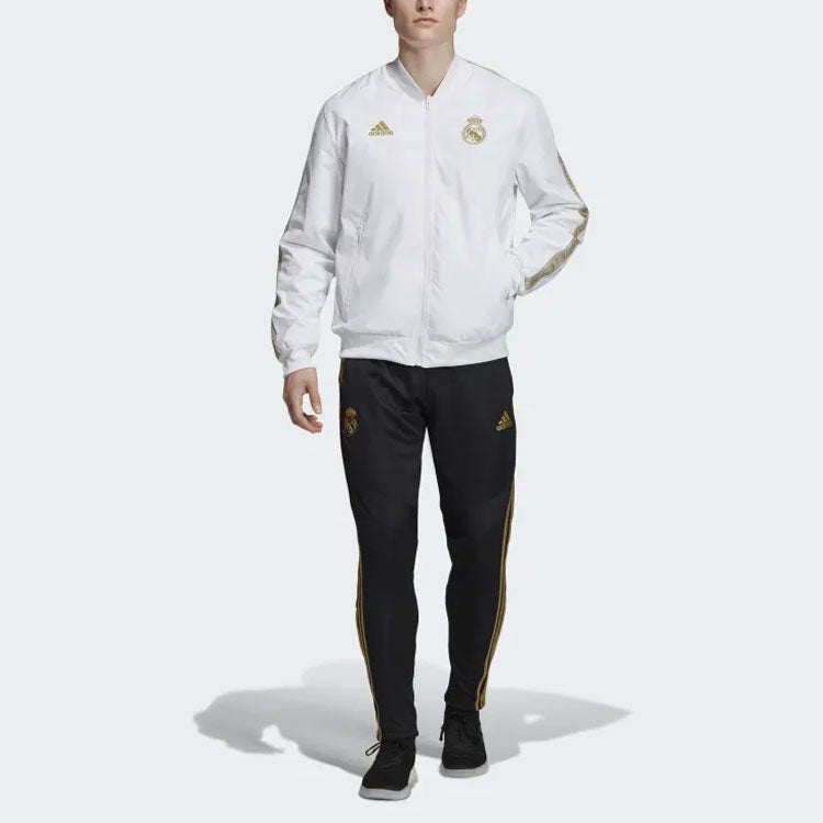 adidas Real Anthem Jkt real Madrid Soccer/Football Sports Embroidered Logo Jacket White DX8695