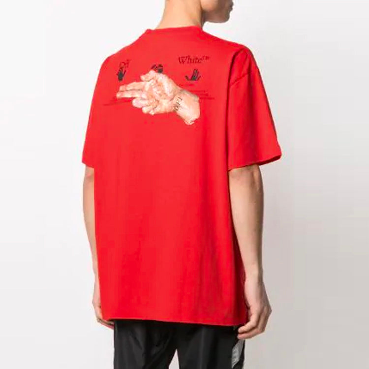 Off-White SS21 Printing Short Sleeve Red OMAA038R21JER0092531