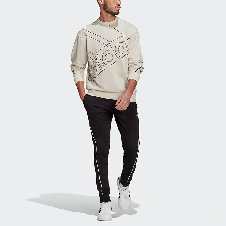 adidas U Favs Q1 Swt Logo Printing Sports Pullover Round Neck Bauxite Brown GK9373