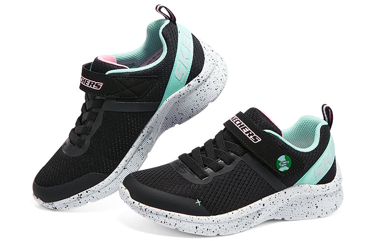 (GS) Skechers Microspec Lifestyle Shoes 'Black Turquoise White' 302488L-BKAQ