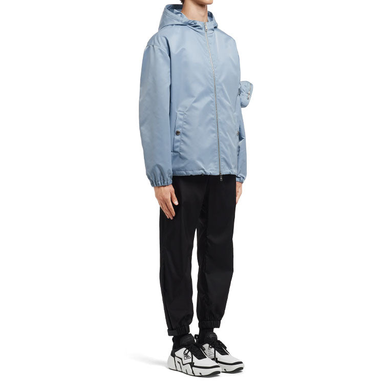 Men's PRADA Re-Nylon hooded Long Sleeves Jacket Blue SGB740-1WQ8-F0637-S-202