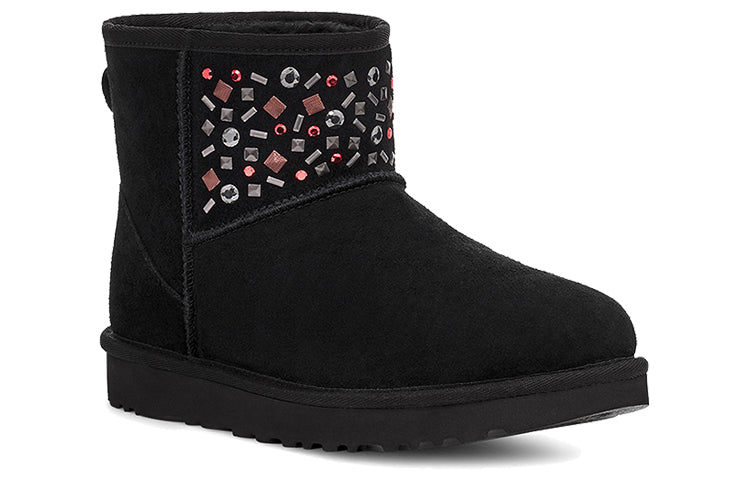 (WMNS) UGG Classic Mini Stud II Rivets Snow Boots Black 1119101-BLK