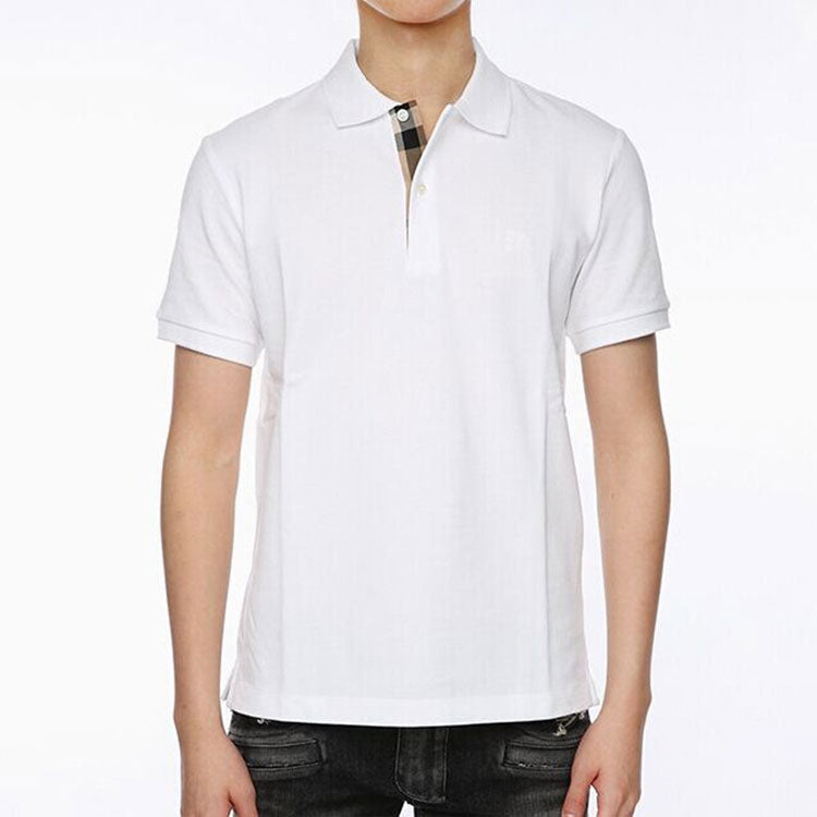 Men's Burberry lapel Cardigan Short Sleeve Polo Shirt White 80045791