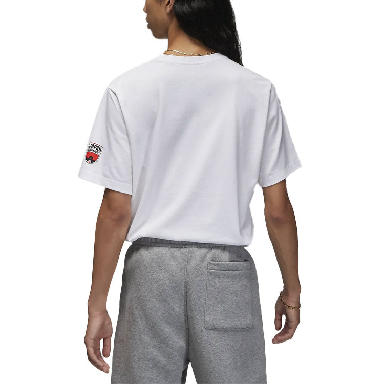 Air Jordan Alphabet Round Neck Straight Short Sleeve T-Shirt Asia Edition Men's White FD9474-100