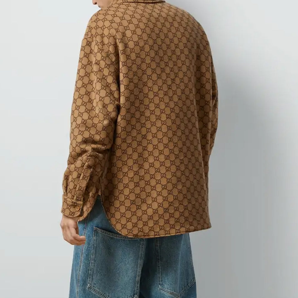 Gucci GG Wool Flannel Padded Overshirt 'Camel Ebony' 762183-ZAPDW-2378