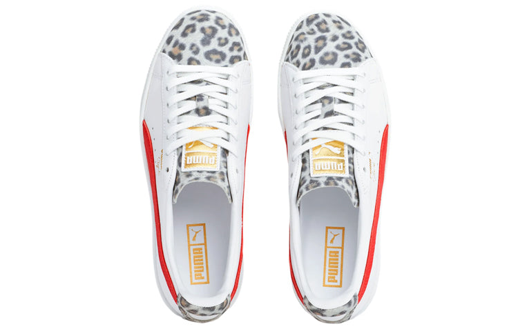 (WMNS) PUMA Clyde Leopard Sneakers White/Red 374165-01