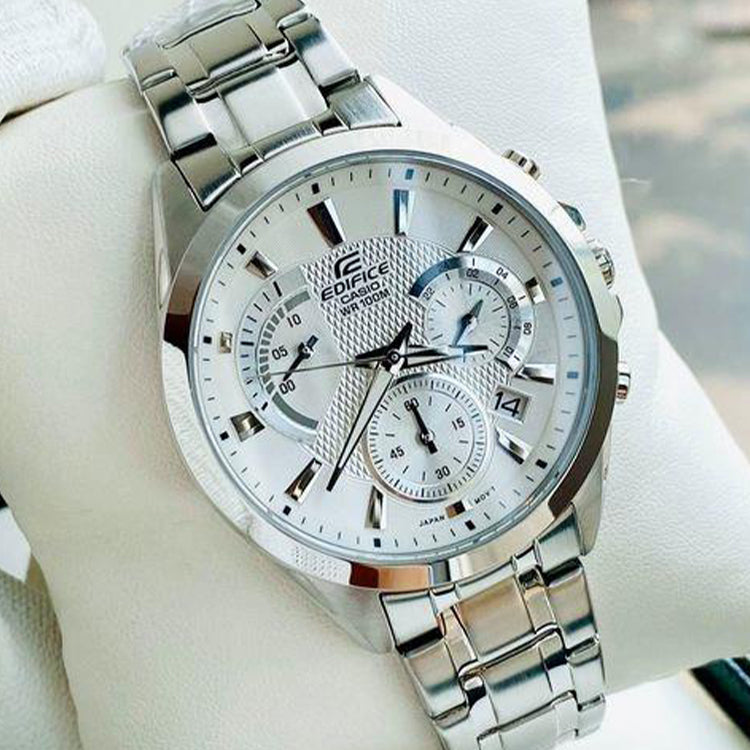 CASIO EDIFICE Stainless Steel Strap Mens Silver Analog EFV-580D-7AVU