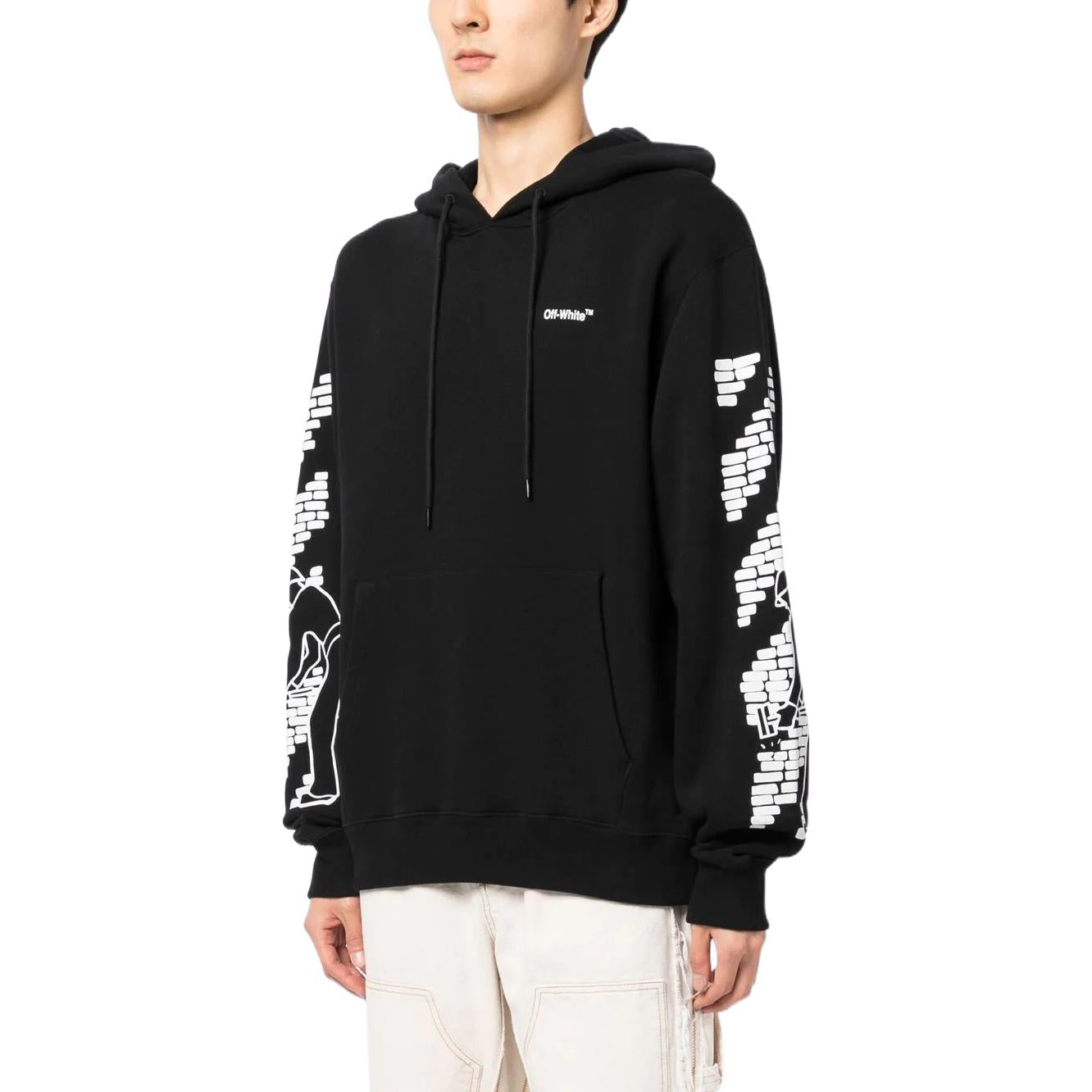 Off-White Bricks Arrows-Motif Drawstring Hoodie OMBB097F22FLE0077100