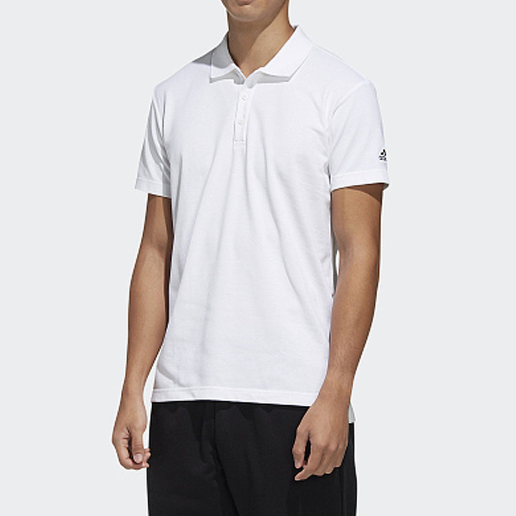 adidas M Mh Bsc Polo Solid Color Casual Sports Short Sleeve Polo Shirt Asia Edition White FM5421