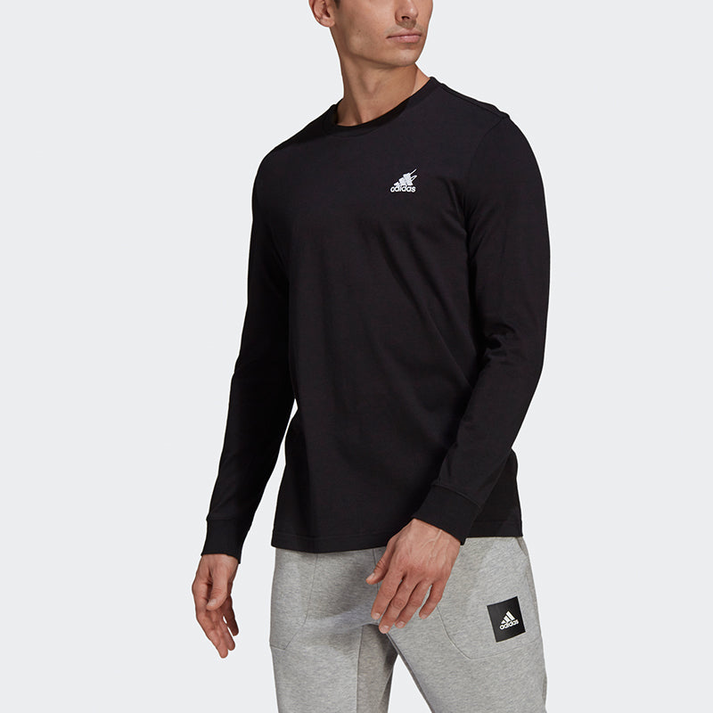 adidas Scribble Ls M Athleisure Casual Sports Logo Round Neck Long Sleeves Black GN6853
