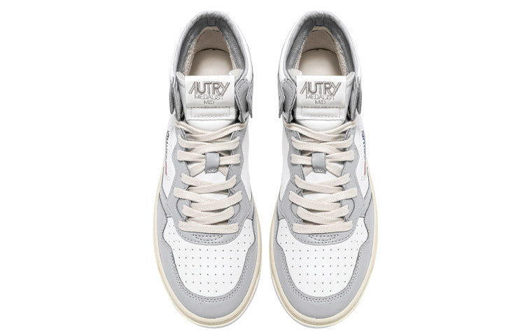 (WMNS) Autry Medalist Mid Leather Sneakers Two-Toned 'White Grey' AUMW-WB10