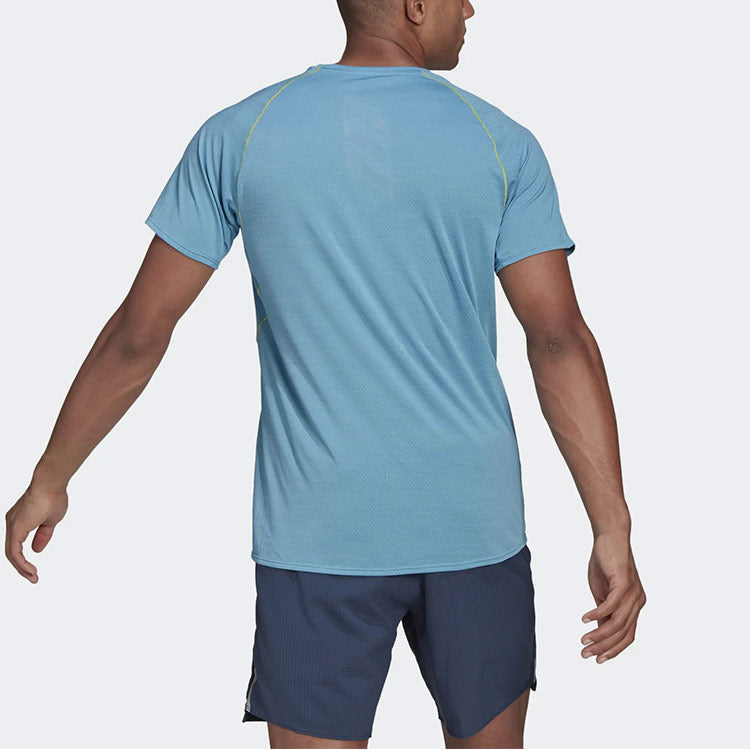 adidas Adi Runner Tee Training Sports Round Neck Short Sleeve Blue GJ9886