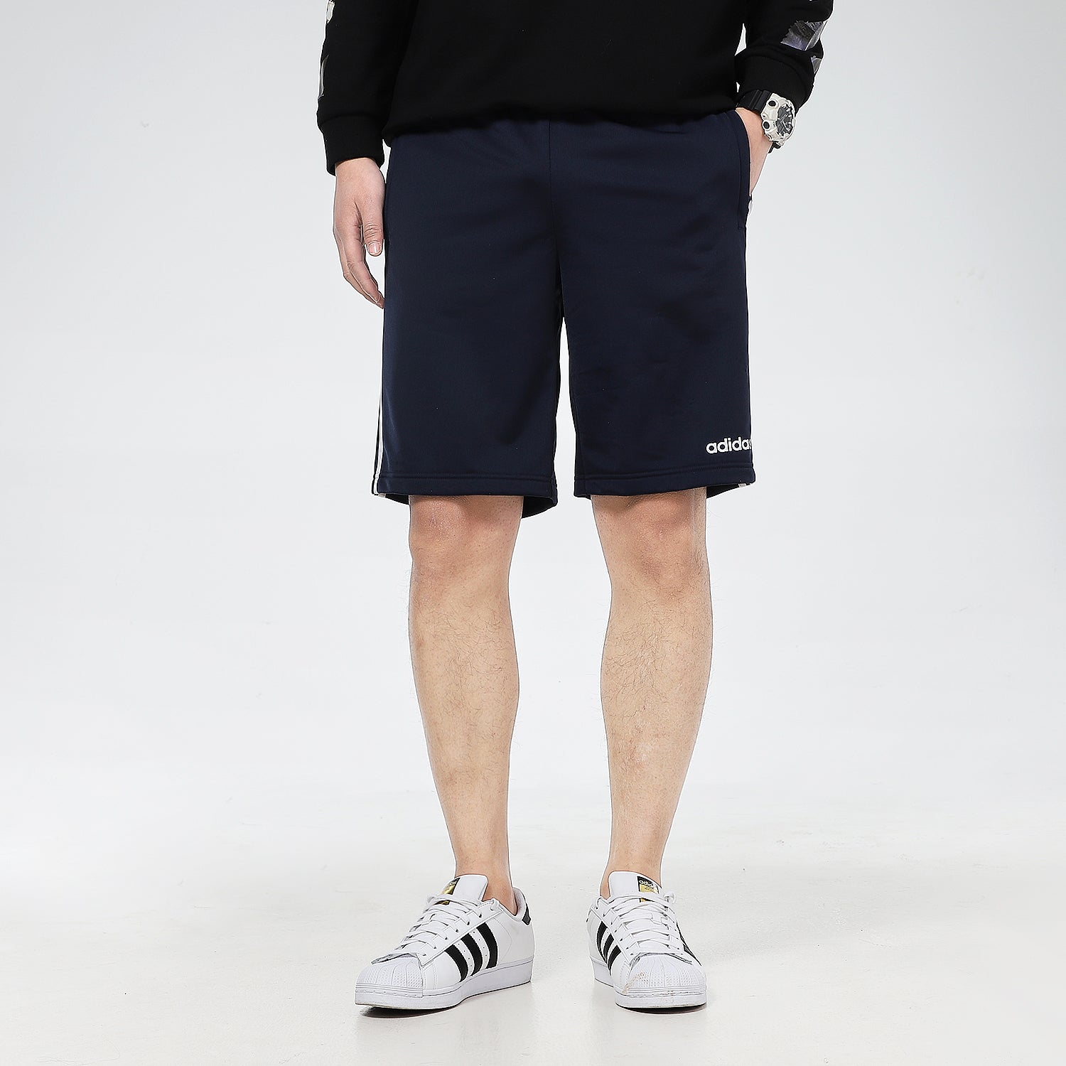 adidas Casual Sports Breathable Gym Knit Shorts Navy Blue DZ8480