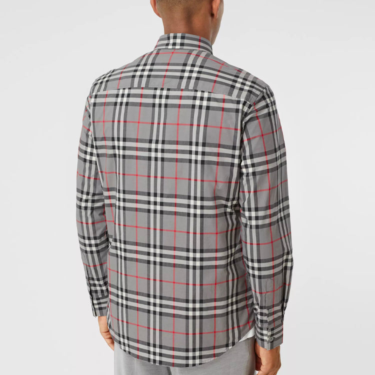 Men's Burberry Plaid Shirt Gray 80288861
