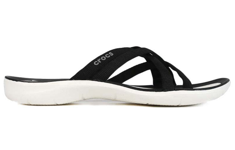 (WMNS) Crocs Beach & Pool SlidesSlippers 'Black White' 205479-066
