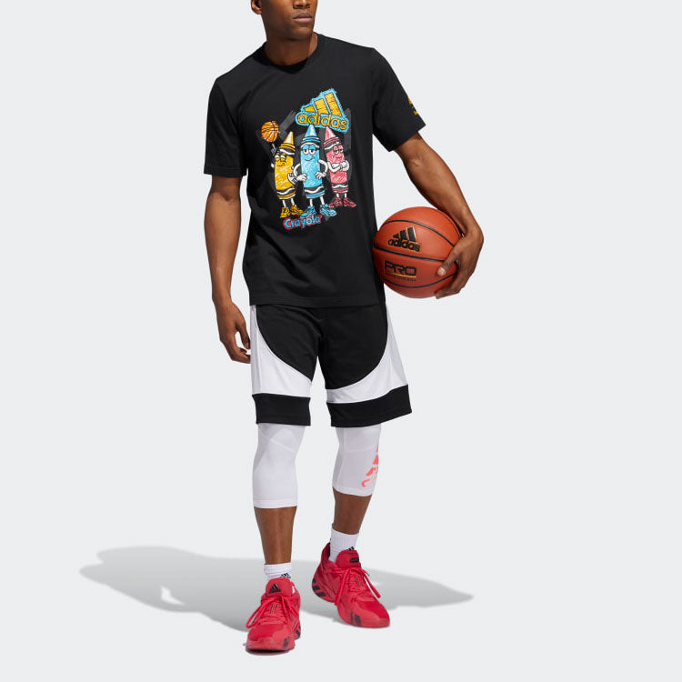 adidas x Crayola Crossover Cray Crayon T Funny Printing Sports Basketball Short Sleeve Black GN7918