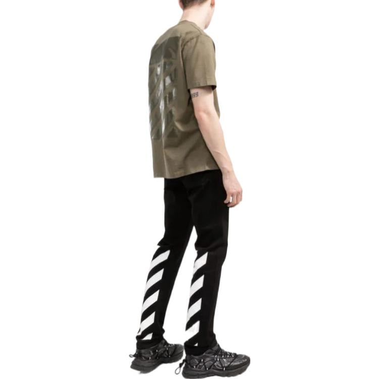 Off-White SS22 Logo Round Neck Printing Short Sleeve Ordinary Version Green OMAA027S22JER0045656