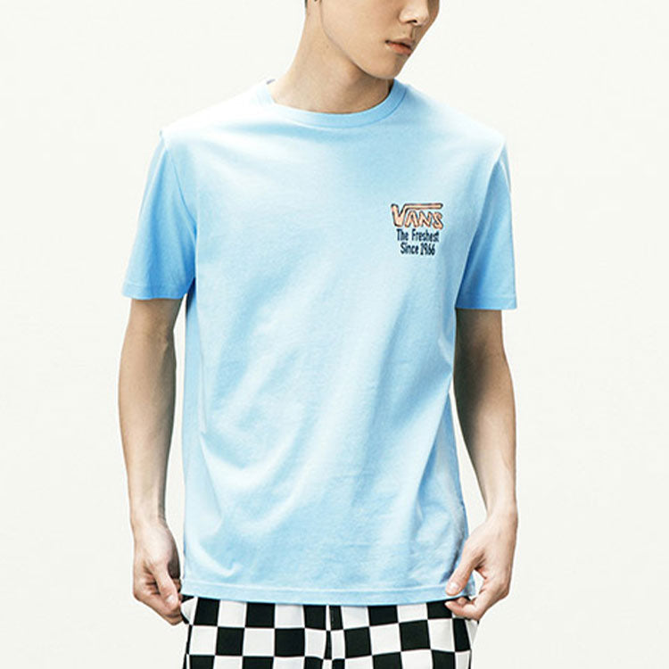 Vans Funny Printing Sports Round Neck Short Sleeve Couple Style Blue VN0A5F3LZJ2
