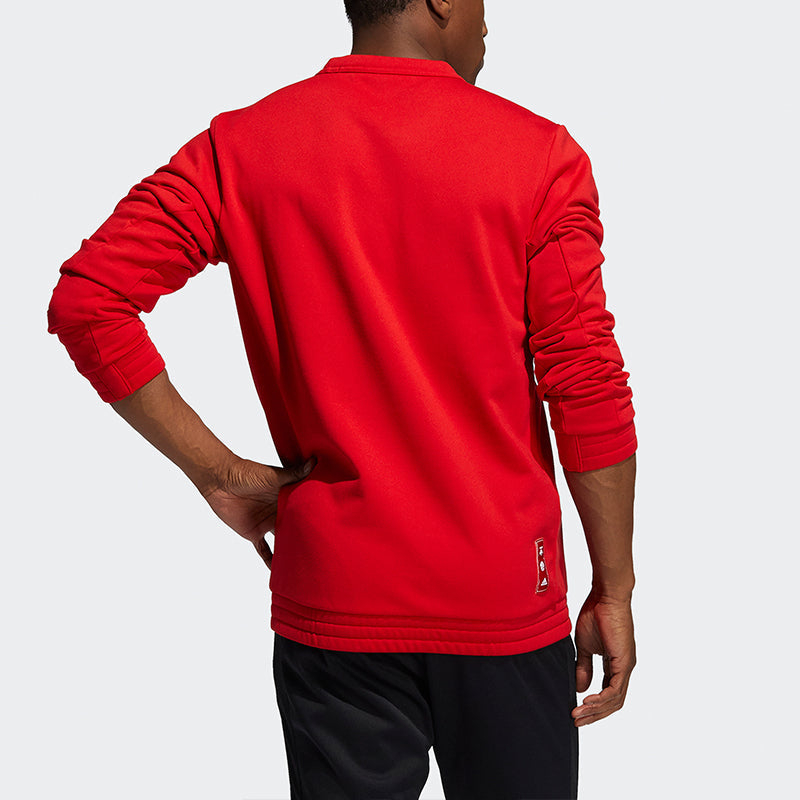 adidas Mic Gfx Crew New Year's Edition Basketball Sports Fleece Lined Round Neck Pullover Red GQ2834