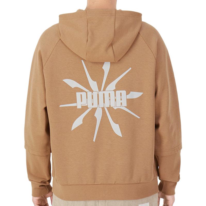PUMA Logo Pattern Printing Loose Couple Style Khaki 537016-63
