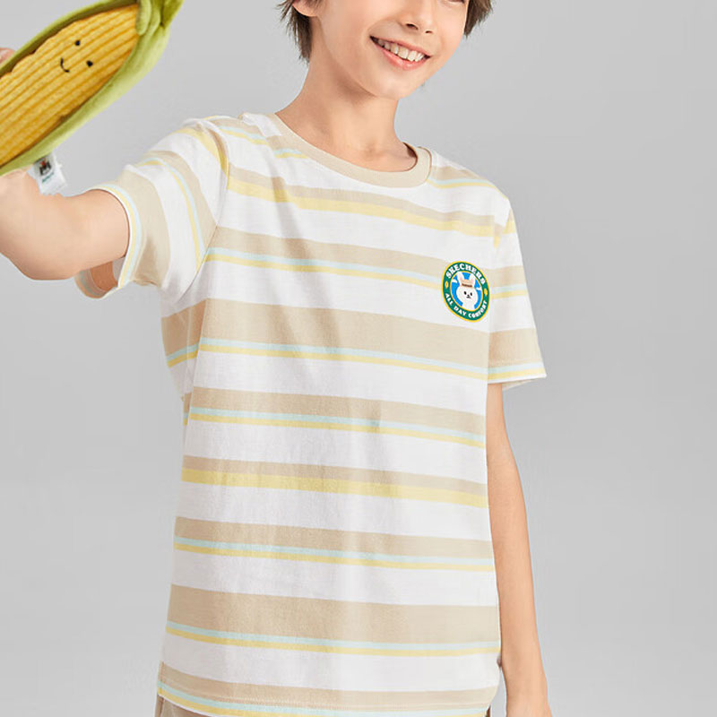 (GS) Skechers Stripe Graphic T-Shirt 'White Green Beige' L223K047-036U