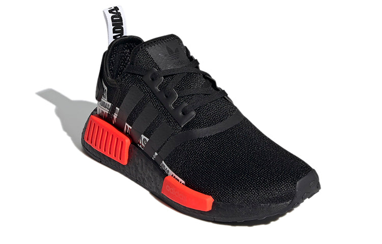 (GS) adidas NMD_R1 J 'Wordmark Heel Stripe - Black Solar Red' S42837