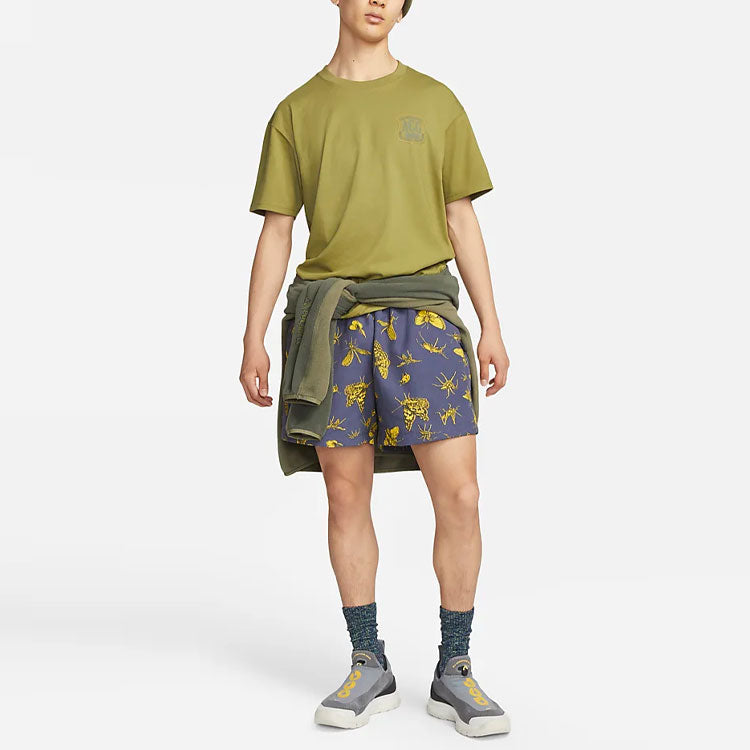 Men's Nike ACG Solid Color Alphabet Logo Printing Casual Round Neck Short Sleeve Green T-Shirt DR7758-378