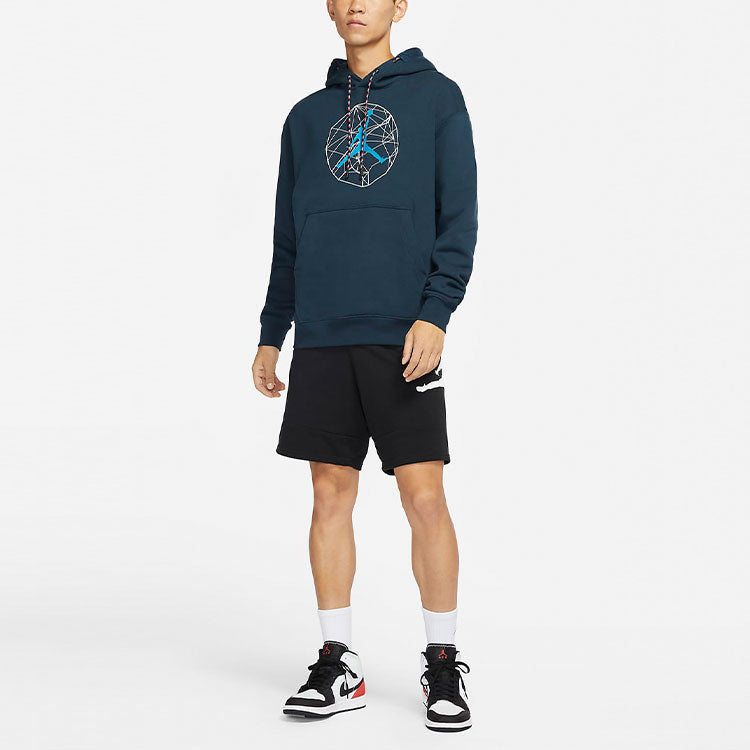 Men's Air Jordan Casual Sports Hooded Lacing Pullover Dark Sea Blue DC9728-454