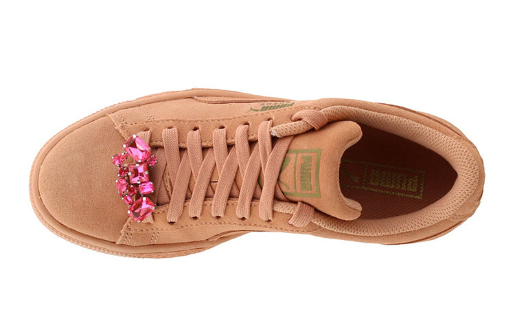 (GS) PUMA Suede Jewel Low Top Running Shoes Apricot/Pink 367618-01
