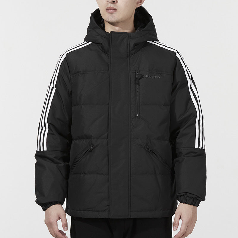 adidas neo M Dwn Wnt Prka Stay Warm Windproof hooded down Jacket Black H45292