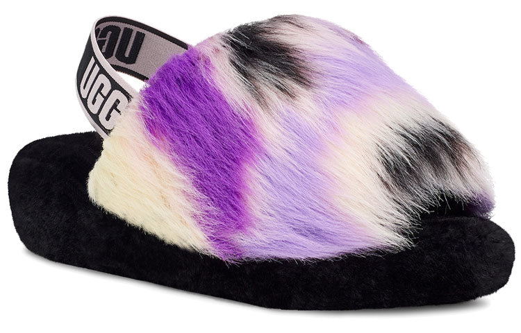 (WMNS) UGG Fluff Yeah Slide Tie Dye 'Black White Purple' 1117326-MGNL