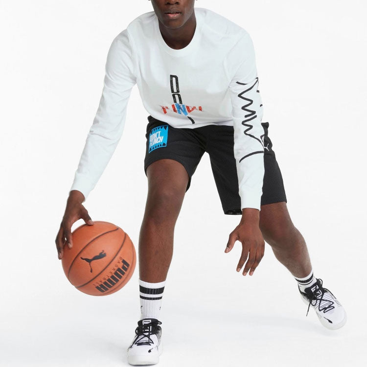 PUMA Qualifier Long Sleeve Basketball T-Shirt 'White Black' 532107-06