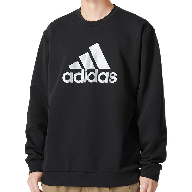 Men's adidas Logo Printing Round Neck Pullover Long Sleeves Autumn Black HM2960
