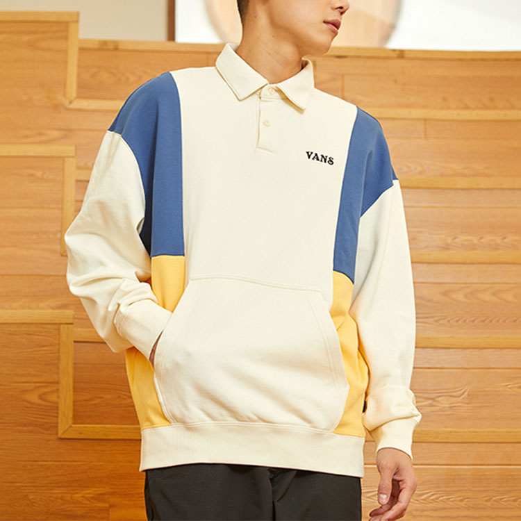 Vans Colorblock Polo Pullover Couple Style Retro White VN0A5H9R3KS