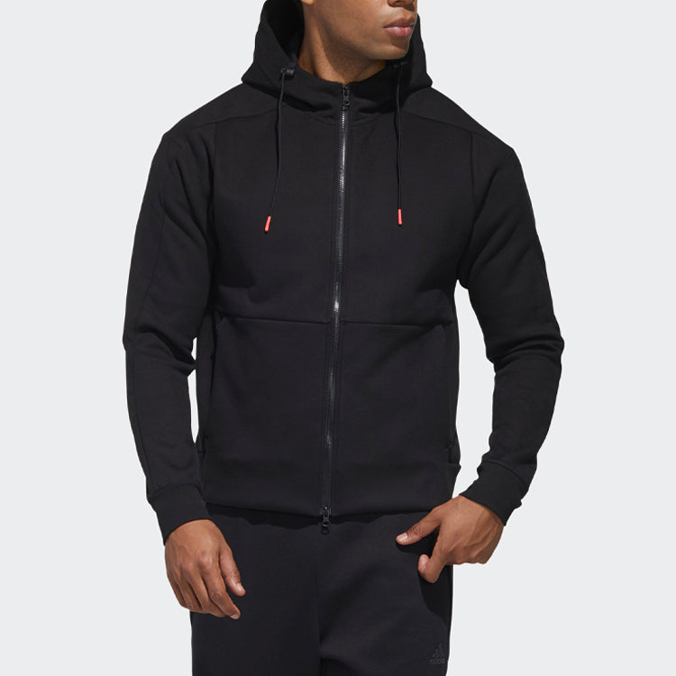 adidas Tech Heavy Track Top Fab Sports Windproof Hooded Jacket Black GF4027