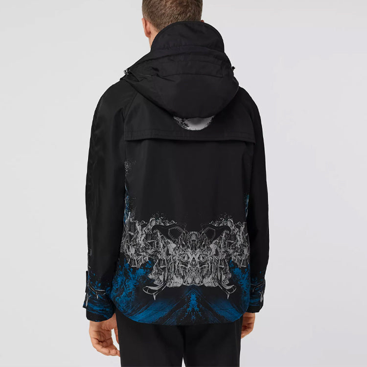 Men's Burberry SS21 Printing Loose Hooded Jacket Black 80406681
