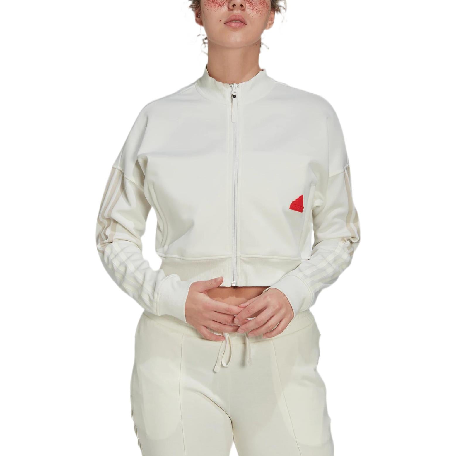 (WMNS) adidas Cropped Track Top Asia Sizing 'White' HM2859