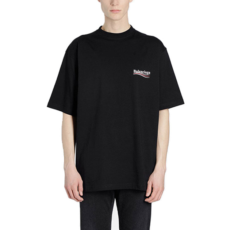 Balenciaga MENS SS20 Logo Loose Short Sleeve Black 620969TIV521070