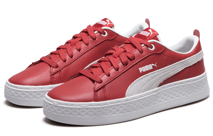 (WMNS) PUMA SMASH PLATFORM L Low Tops Retro Casual Skateboarding Shoes Red 366487-13