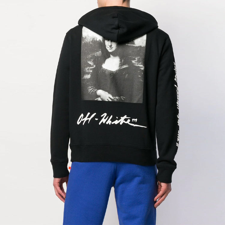 Off-White MENS SS19 Virgil Abloh Mona Lisa Hooded Sweatshirt Black OMBB034S190030051020