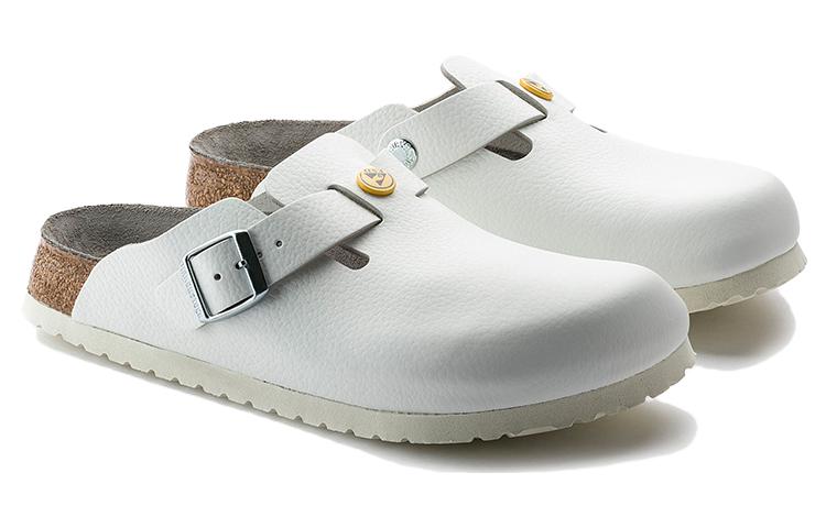 Birkenstock Boston ESD Natural Leather Narrow Fit Sandals 'White' 0061378