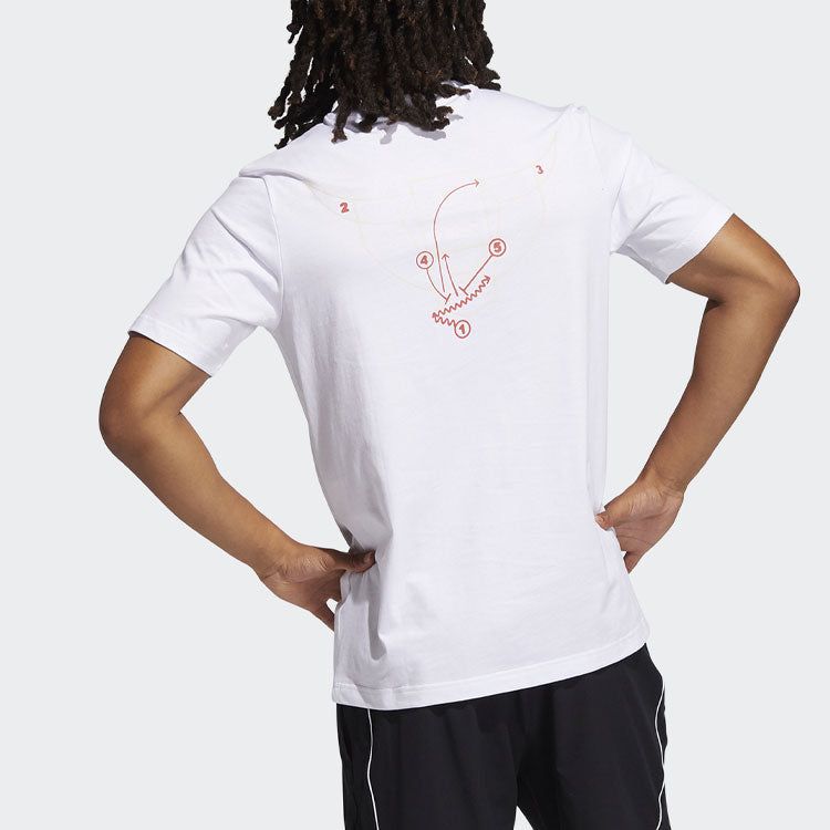 adidas Horns Tee Basketball Sports Printing Round Neck Short Sleeve White GN5113