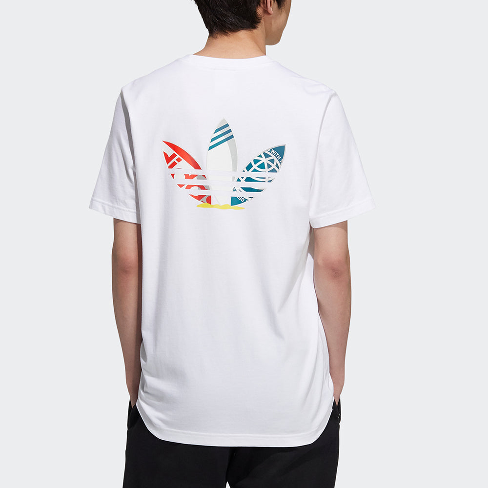 adidas originals Ts Ss Tee Logo Printing Sports Round Neck Short Sleeve White H46694