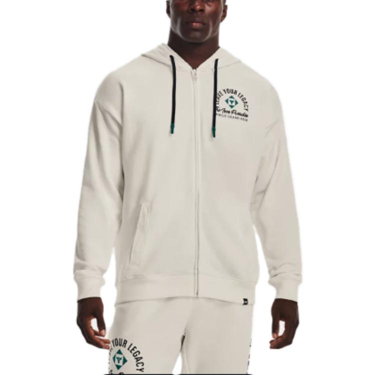 Under Armour Project Rock Heavyweight Terry Full-Zip Hoodie 'Ivory White' 1377436-130
