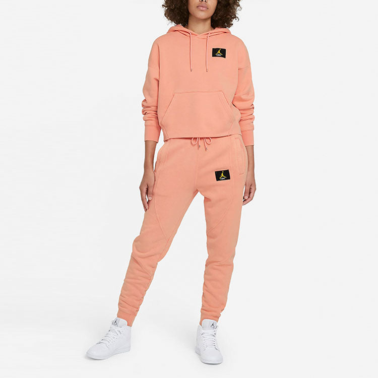 (WMNS) Air Jordan Flight Athleisure Casual Sports Fleece Pullover Hoodie Yellow Pink DB9067-895