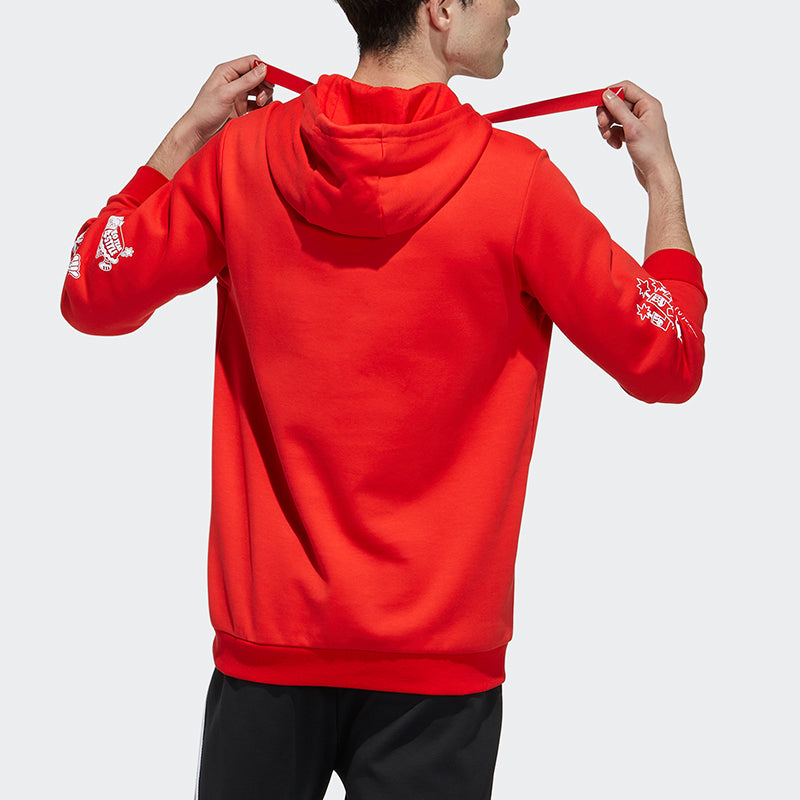 adidas neo Artist Sweat Printed Sports Hooded Sweater Men's Red GL8084
