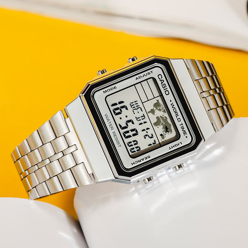 CASIO STANDARD Classical Vintage Waterproof Unisex Mens Silver Digital A500WA-7