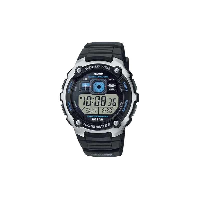 CASIO Waterproof Quartz Sports Shockproof Mens SilverBlack Digital AE-2000W-1A