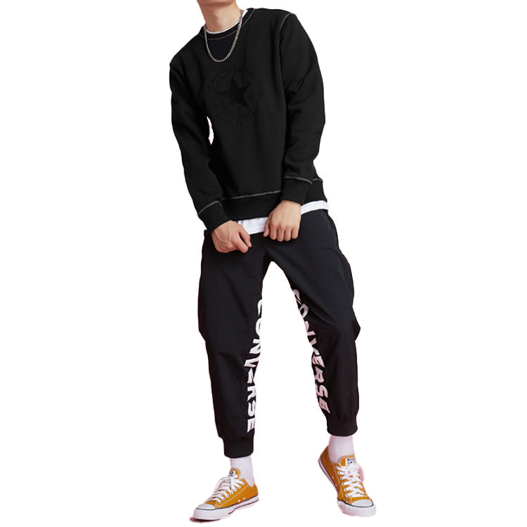 Men's Converse Logo Printing Round Neck Pullover Black 10020819-001